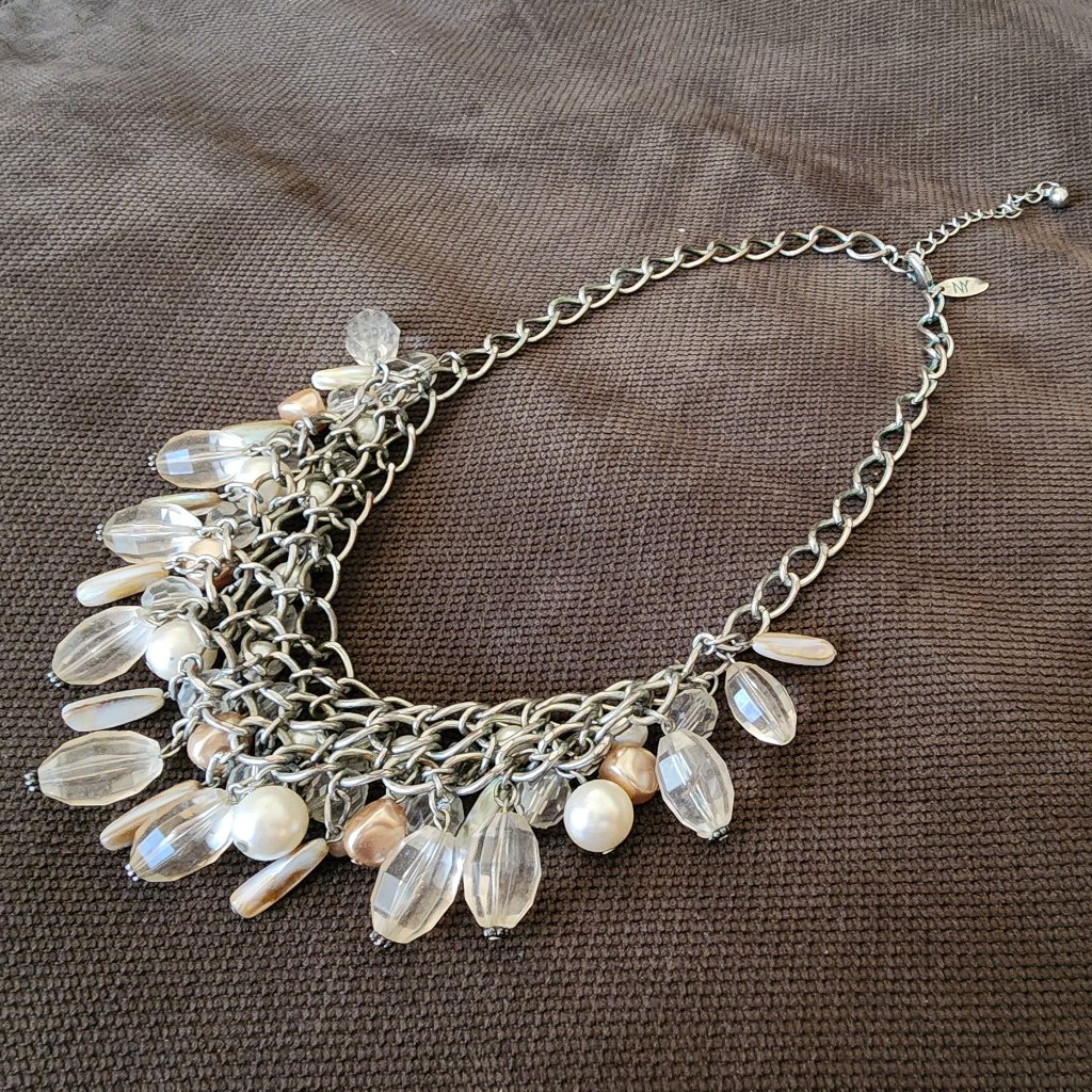 Ny Collection Chunky Beaded Jeweled Adjustable Necklace 39$